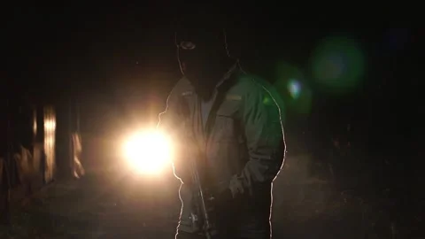 Man With Mask And Hoodie protest at night Stock Footage 220138697