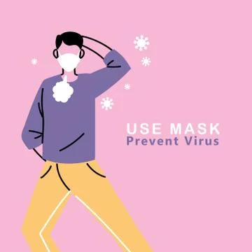 Man with mask doing exercise outdoors イラスト素材