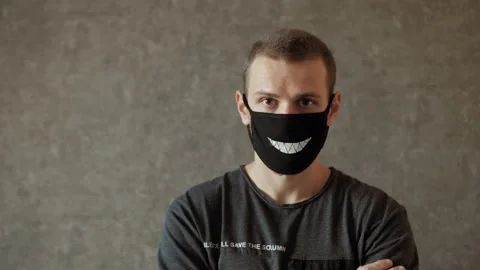 Man With Mask Stock Footage 169692134
