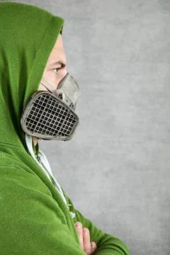 Man in mask on his face Stock Photos