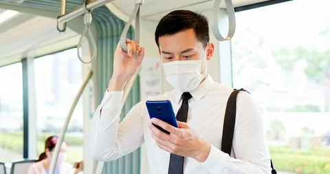 Man with mask in metro Stock Footage 128634718