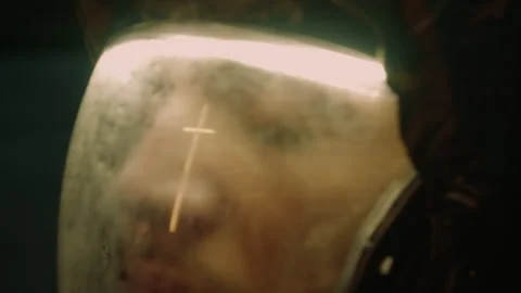 Man in mask prays in a post apocalyptic scene Stock Footage 327984286
