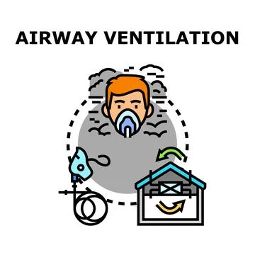 Man in mask regulating indoor air quality concept Ilustración de archivo