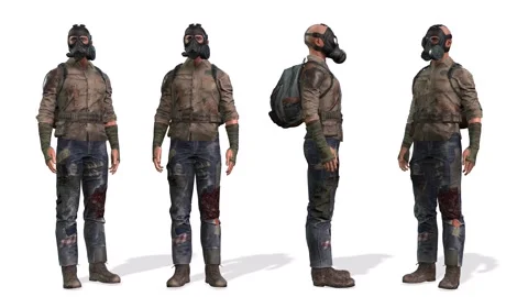 Man with mask for toxic environment from multiple angles Stock Footage 166736178