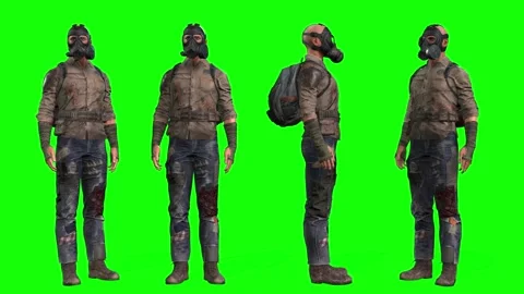 Man with mask for toxic environment from multiple angles Stock Footage 166737320