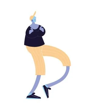 Man with mask walking with objects on Stock Illustration