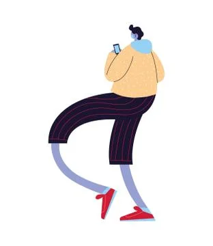 Man with mask walking with objects on Stock Illustration