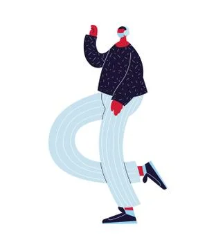 Man with mask walking with objects on Stock Illustration