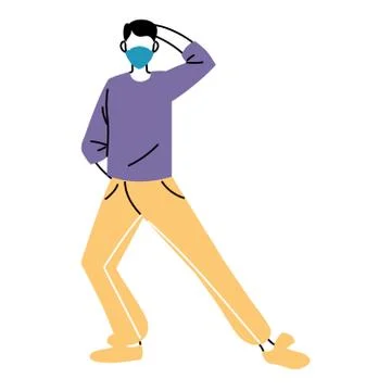 Man with masks doing exercise イラスト素材
