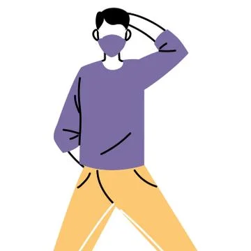 Man with masks doing exercise イラスト素材