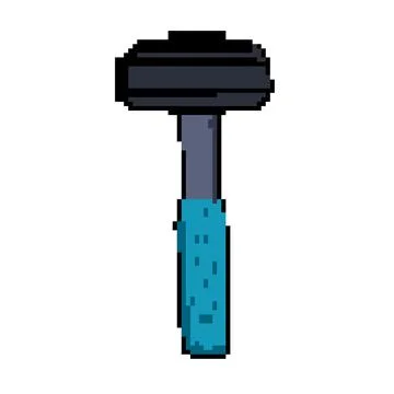 Man mason s hammer pixel art vector illustration Stock Illustration