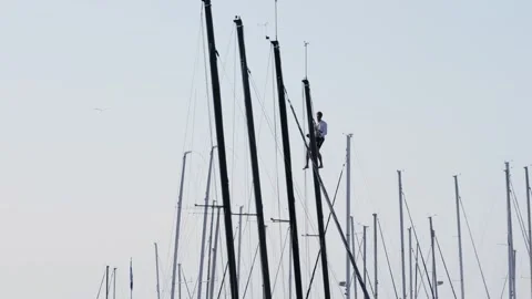 Man on the mast Stock Footage 254582562