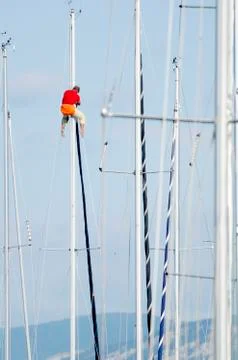 Man on a mast Stock Photos