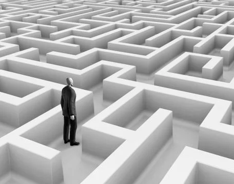 Man in maze, 3d illustration 스톡 일러스트