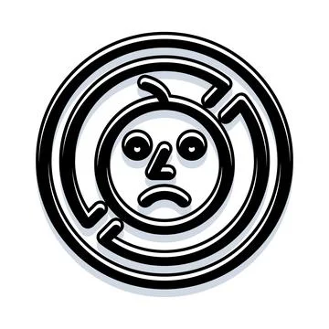 Man in the maze with sad face expression Illustrazione stock