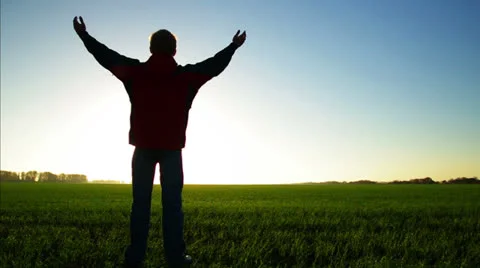Man in meadow. Stock Footage 24833330