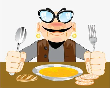 Man for meal Stock Illustration