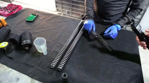 Man Measuring Mechanical Springs for Maintenance Validation Tutorial, repair 스톡 동영상 324935902
