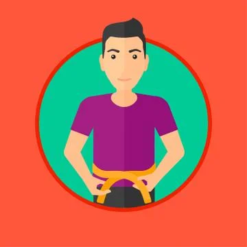 Man measuring waist. Stock Illustration
