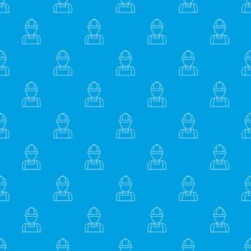 Man mechanic pattern vector seamless blue Stock Illustration
