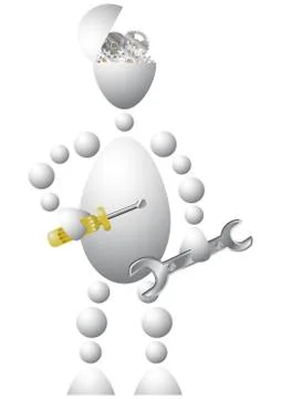 Man with a mechanism in the head Stock Illustration