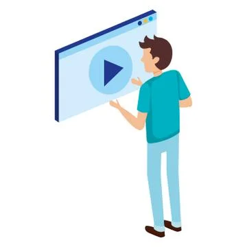 Man with media player interface Illustrazione stock