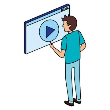 Man with media player interface Illustrazione stock