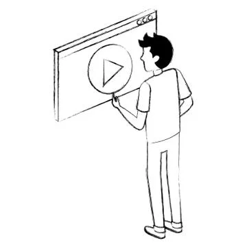 Man with media player interface Stock Illustration