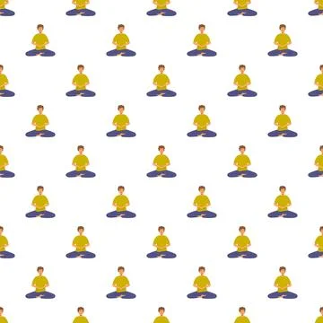 Man mediating in lotus pose seamless pattern Stock Illustration