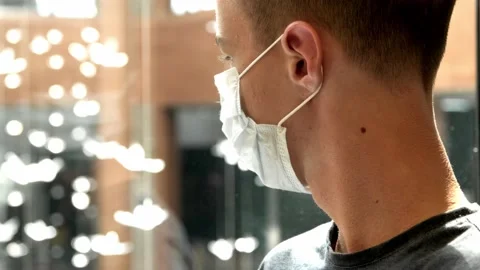 Man in a medical mask in an elevator. Concept COVID-19 Video stock 135805468