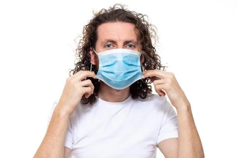 Man in medical mask. Pandemic coronavirus epidemic covid-19 Stock Photos