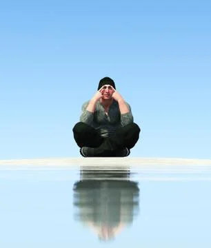 Man meditating Stock Illustration