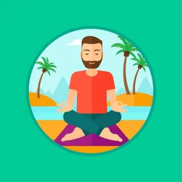 Man meditating in lotus pose. Stock Illustration