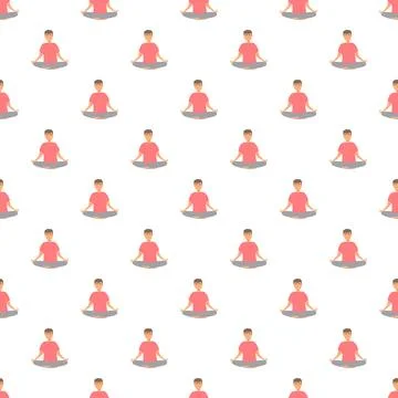 Man meditating in lotus pose pattern for mindfulness Stock Illustration
