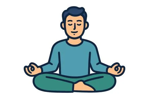 Man meditating in lotus pose practicing mindfulness and inner peace Stock Illustration