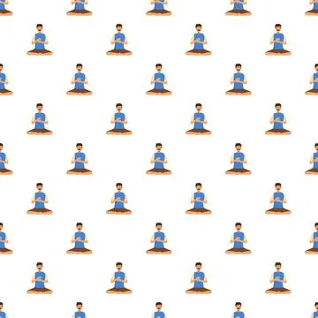 Man meditating in lotus pose seamless pattern Stock Illustration