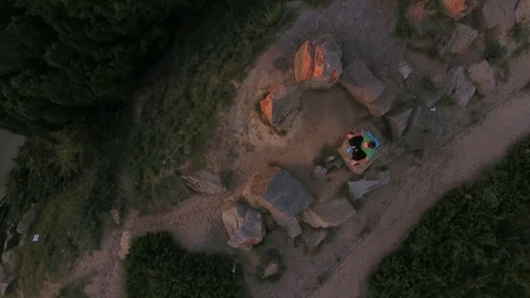 Man meditating in nature Stock Footage 82062014