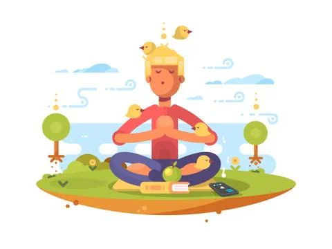 Man meditating in park Ilustración de archivo