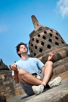 Man Meditating Stock Photos