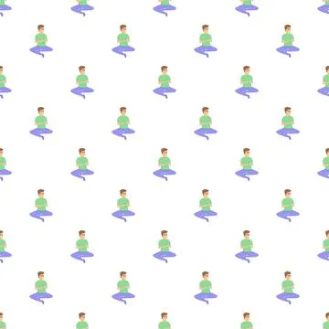 Man meditating seamless pattern repeating illustration Stock Illustration