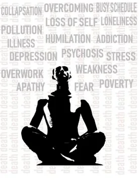 Man meditating vector illustration, serious face Stock Illustration
