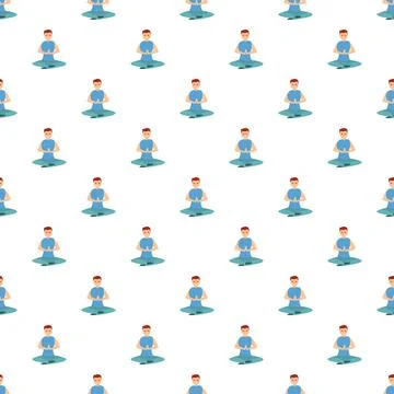 Man meditating in yoga pose seamless pattern Stock Illustration