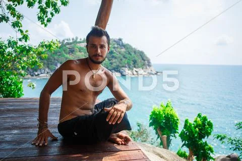 Man in meditation Stock Photos