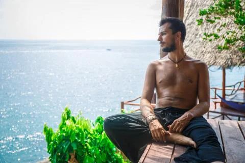 Man in meditation 스톡 사진
