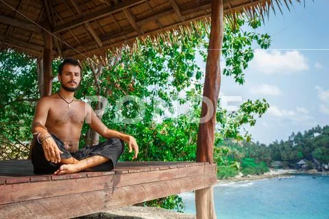 Man in meditation Stock Photos