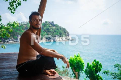 Man in meditation Stock Photos
