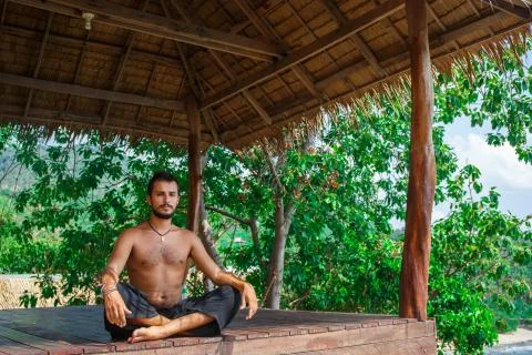 Man in meditation Stock Photos