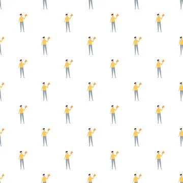 Man with megaphone broadcasting message seamless pattern Stock Illustration