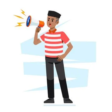 Man with a megaphone or loudspeaker at a protest. Black lives matter protest Stock-Illustration