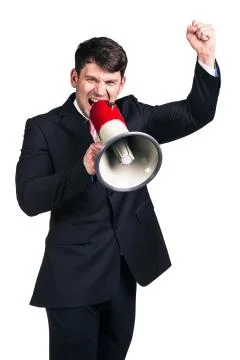 Man with megaphone Stock Photos